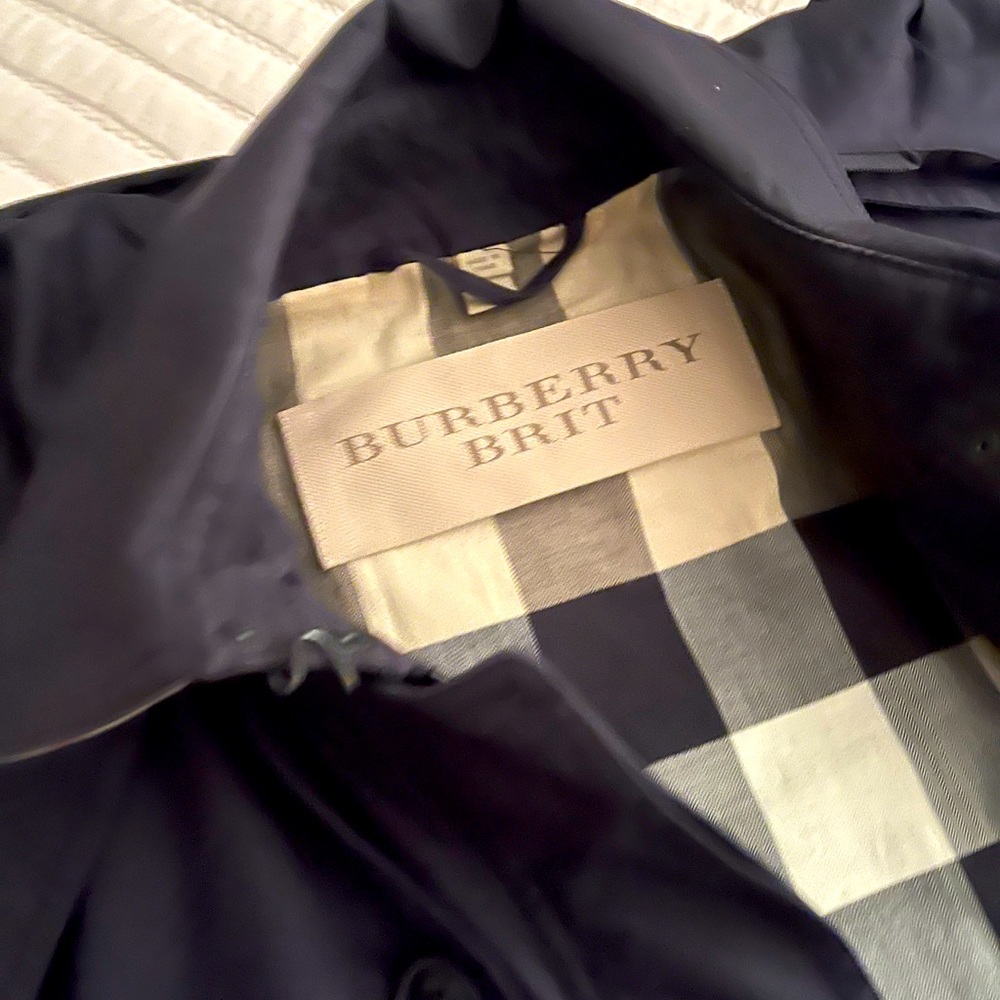 Burberry trench coat in dark blue